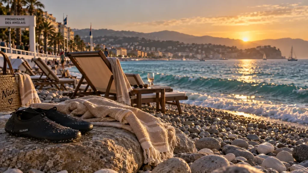 Les plus belles plages de Nice : galets et eau turquoise sur la Promenade des Anglais