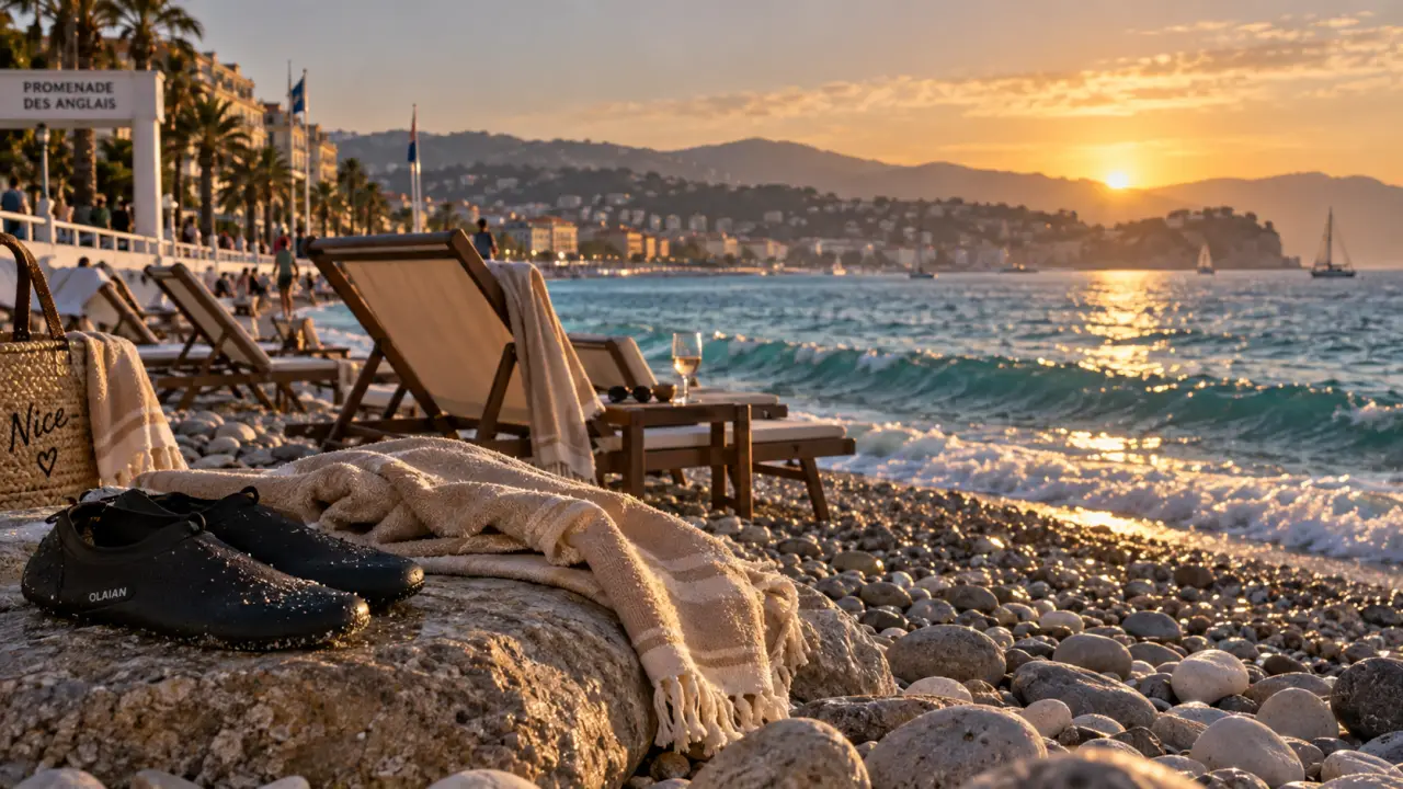 Les plus belles plages de Nice : galets et eau turquoise sur la Promenade des Anglais