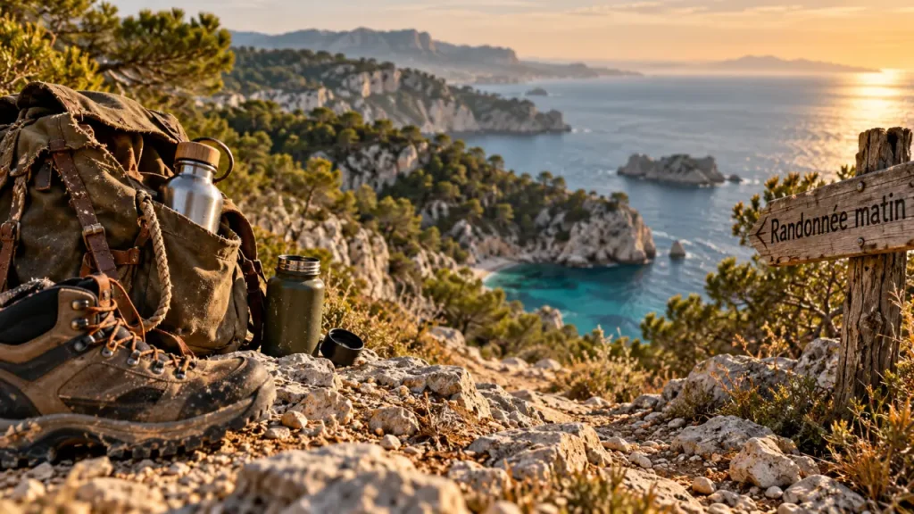 Randonnée provence alpes cote d azur : sentier calanques, chaussures et mer