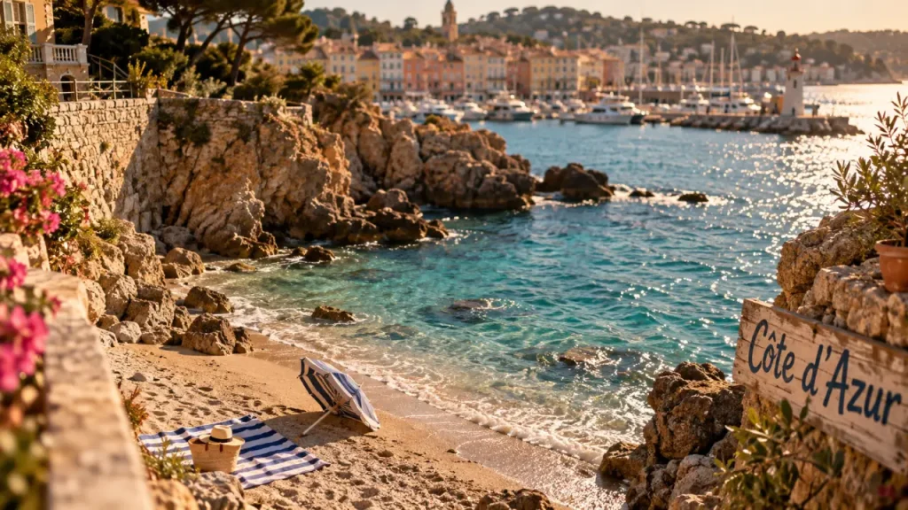 Schönsten strände cote d azur : crique de Sablettes, eau turquoise et sable mouillé