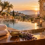 Spa provence alpes cote d azur avec bassin d’eau chaude, lavande et ambiance mer