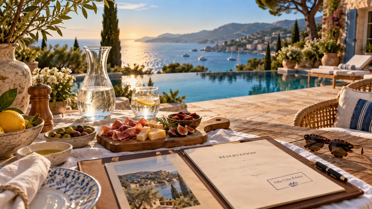 Villa for rent cote d azur : terrasse avec vue mer et piscine
